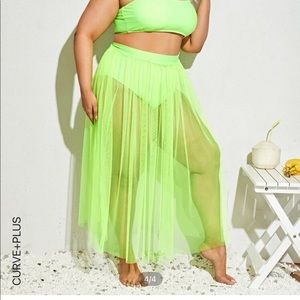 3pc Plus size drawstring halter bikini swimsuit w/cover-up NWOT